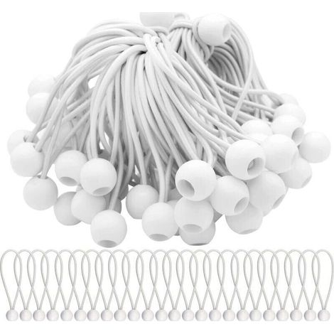 Lot de 50 Tendeur Elastique Cordons Élastiques avec Boules Sandow Elastique Boules Elastiques pour chapiteaux, tentes, bannières et bâches (1/4)