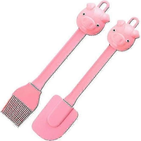 Lot de 2 spatules multifonctionnelles en silicone en forme de cochon, idéales pour la pâtisserie. (1/5)