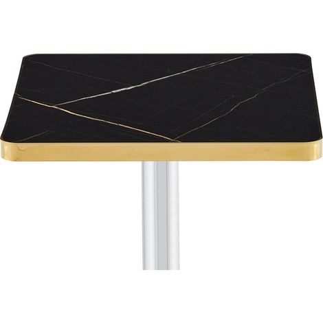 Mesa de comedor cuadrada 60 x 60 cm efecto mármol con estructura de metal negra (1/5)