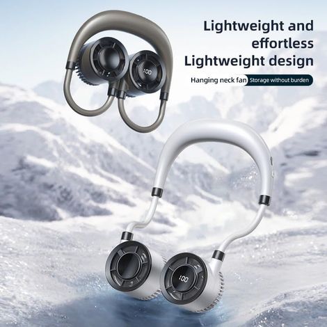 Ventilateur cou rechargeable multifonctionnel avec écran LED, un nouveau ventilateur portable pour le travail et la vie, mode 4. (1/5)