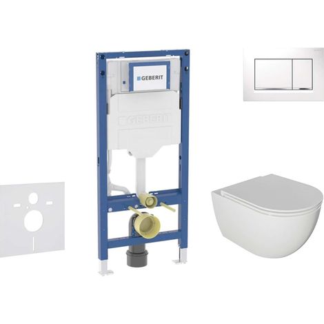 Geberit Duofix - Conjunto de módulo de instalación empotrada,Inodoro Oudee y asiento con cierre suave, botón Sigma30, blanco/cromo SANI11CA3115B