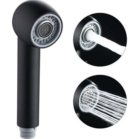 MSBD Douchette Robinet Cuisine de Rechange 2 Types de Jet Tête de Robinet Cuisine Remplacement pour Mitigeur Nickel ,Noire (1/4)