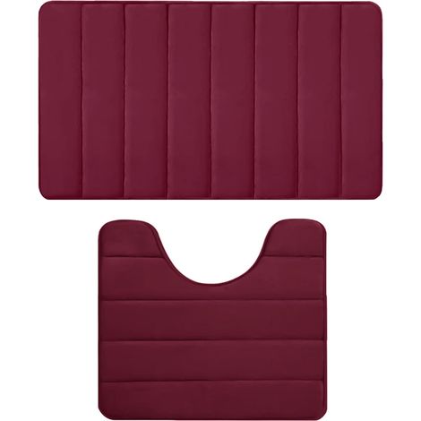 Tapis De Bain - Mousse à Mémoire De Forme - Antidérapant - Absorbant - Lavable En Machine - 40 x 60 cm Et 40 x 50 cm - 2 Pièces (1/5)