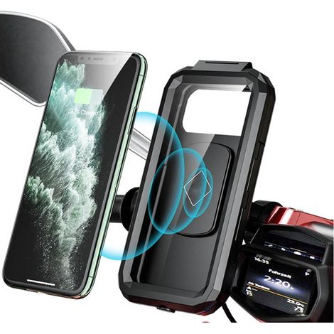Support téléphone moto étanche chargeur sans fil Type C sac pour smartphone guidon (1/5)