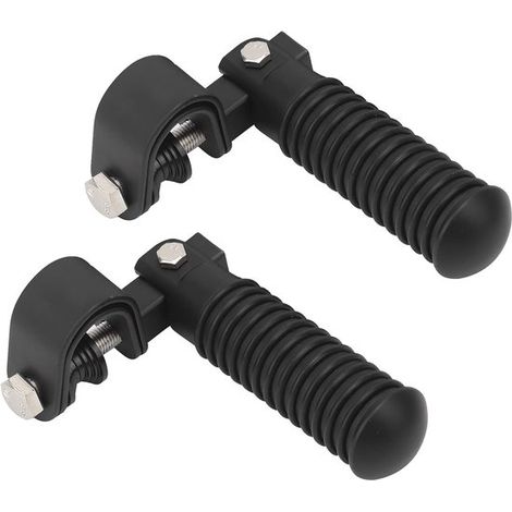 Par de estriberas para motocicleta con soporte de sujeción apto para barra protectora de 2,5 cm (Negro) (1/4)