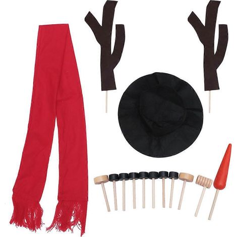 Kit de décoration bonhomme de neige 15 pièces comprenant : écharpe, chapeau, nez et accessoires de Noël.-18148cm (1/3)