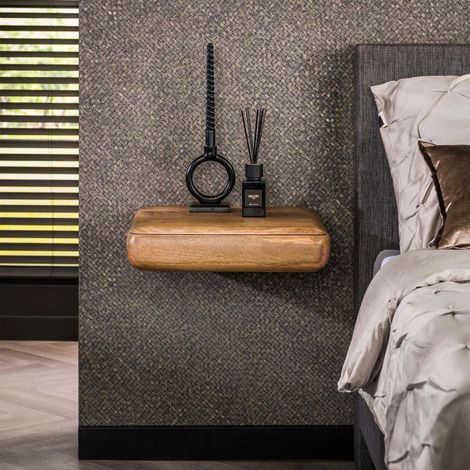 M&S – Chevet suspendu 1 tiroir en manguier 45x35x10 cm – Design épuré – Livré monté – Ambiance chaleureuse et moderne