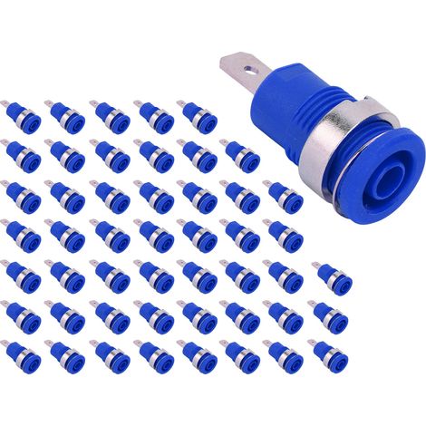 50pcs Prise Banane 4mm Forte Intensité Décharge Longue Durée Bonne Conduction Accessoires Test Électronique Cuivre Rouge M12 (1/5)