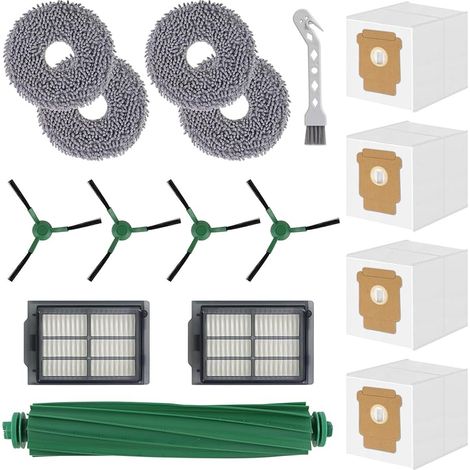 FOREHILL Accessoires de Rechange pour iRobot Roomba Plus 405 Combo/505 Combo Robot Aspirateur, 1 Brosse Principale, 2 Filtres, 4 Brosses Latérales, 4 Serpillières, 4 Sacs à Poussière (1/5)