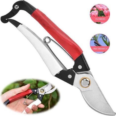 Garden Secateurs - High Quality - Carbon Steel - 21 cm - White and Red - Ergonomic Design