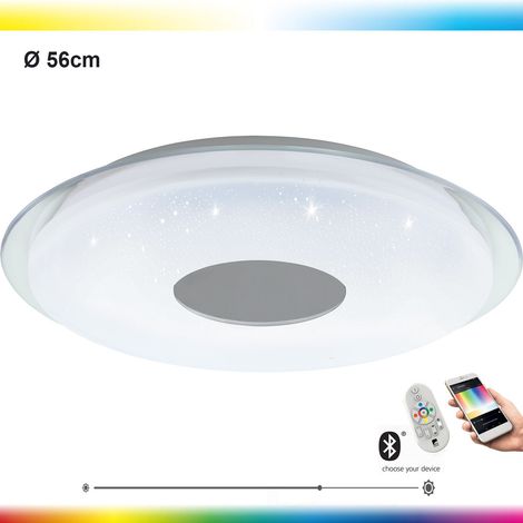 Plafonnier LED EGLO connect Lanciano-C, applique murale 1 lampe effet cristal, acier, plastique, blanc, transparent, chrome, télécommande, changement de température de couleur (chaud-froid), RGB, dimm (1/5)