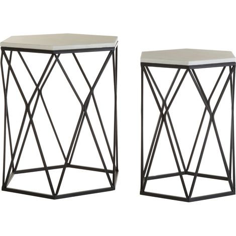 Premier Housewares Arcana Hexagonal Side Tables - Set of 2 (1/3)