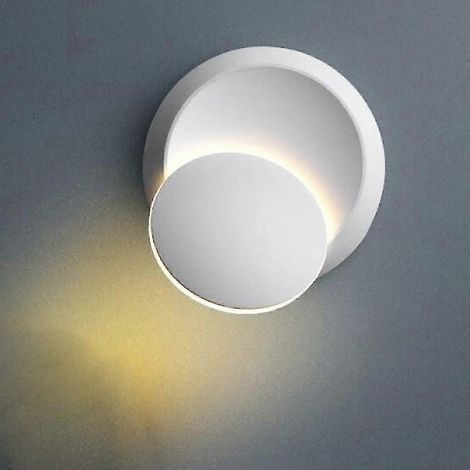 Lampe murale LED créative et minimaliste de style nordique, lampe de chevet rotative pour chambre, décoration d'escalier extérieure, ronde, blanche, 5 W (1/3)