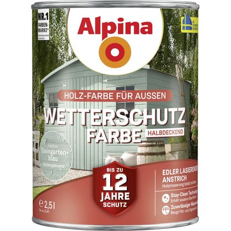 Alpina Wetterschutzfarbe 2,5 L steingartenblau Holzschutzfarbe (1/3)