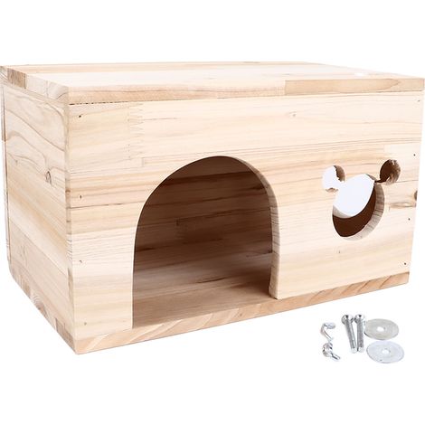 Maison en bois pour animaux, cabane spacieuse sans fond pour animaux de compagnie, pour lapins, grands, moyens et petits chats, chinchillas (1/5)