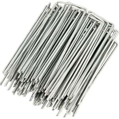 Piquets De Fixation - Acier Galvanisé - 150 X 25 Mm - Diamètre 2,7 Mm - Pour Bâche Anti-mauvaises Herbes - Lot De 20 (1/2)