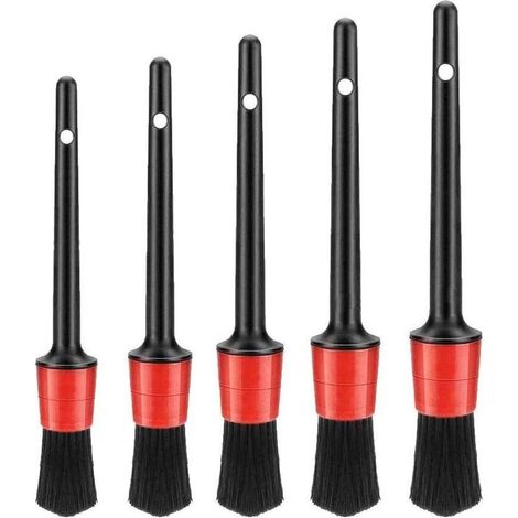 Auto Detailing Brush Set, Brosse de Nettoyage pour Voiture , 5pcs Pinceau de Nettoyage Voiture,Cleaner Brush Set pour La Voiture Tableau de Bord, Intérieur, Extérieur, Bouches D'aération-Fei Yu