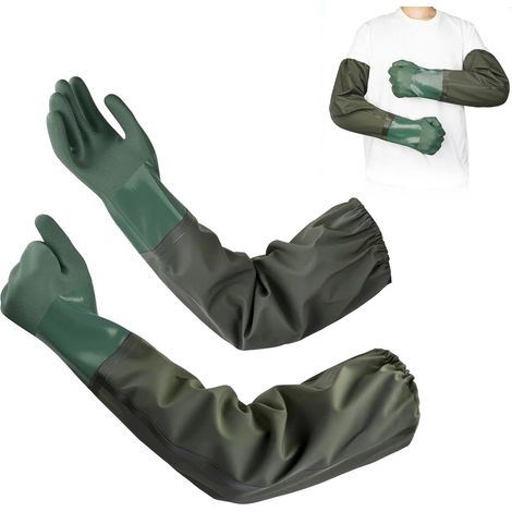1 Paire Gants Longs 70cm Gant Menage en Caoutchouc Gant Protection Chimique Imperméables Étanches Antidérapants pour Nettoyage Étang Industrie Agriculture Pêche Construction (1/5)