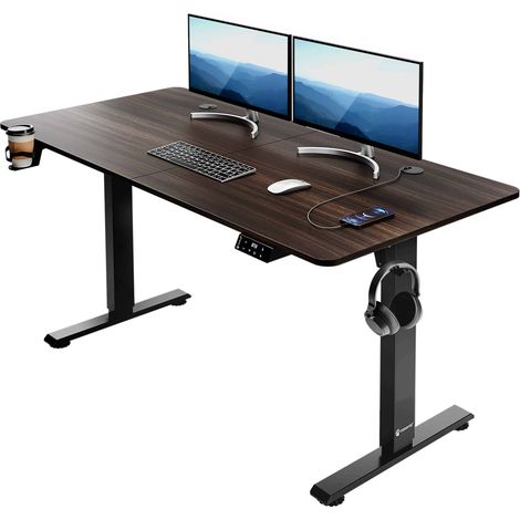 Casaria – Bureau assis debout électrique réglable 73-118 cm – Plateau 140x60 cm en panneaux de particules – Moteur silencieux avec fonction mémoire (1/5)