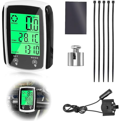 Wasserdichter Fahrradcomputer (IP65), Kilometerzähler, 19 Funktionen, LED-Hintergrundbeleuchtung, Touch-Start/Stopp, Geschwindigkeitsmesser, Kilometerzähler, Mountainbike, Valentinstag (1/5)