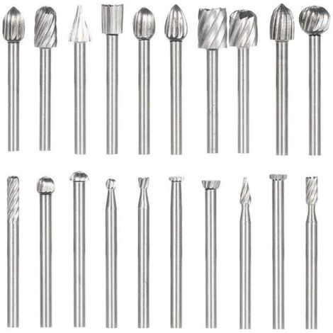 Pair 20PCS HSS Coupe Rotative Bavure Fraises Rotatives Fraisage Burr Cutter Outils Bois Pierre Métal Sculpture