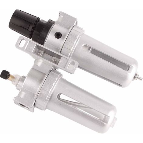 Processeur de source d'air double unité SFC400, composants pneumatiques, filtre huile-eau, lubrificateur à brouillard d'huile à double filtre à eau SFC400 argent (1/5)