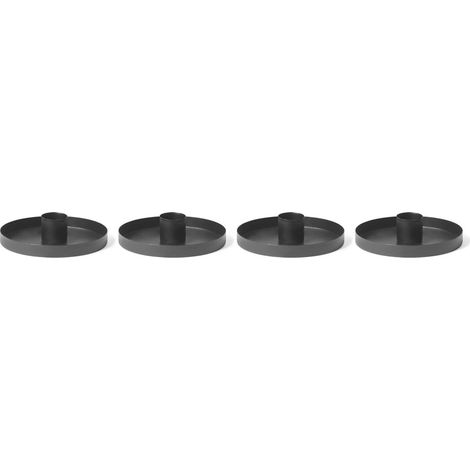 Lot de 4 bougeoirs noirs 9 cm, décoration de Noël scandinave chic