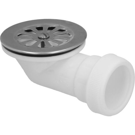 Robinet pour receveur de douche extra plat 1 1/2" Ø40mm en PVC et aluminium en chrome et blanc (1/5)