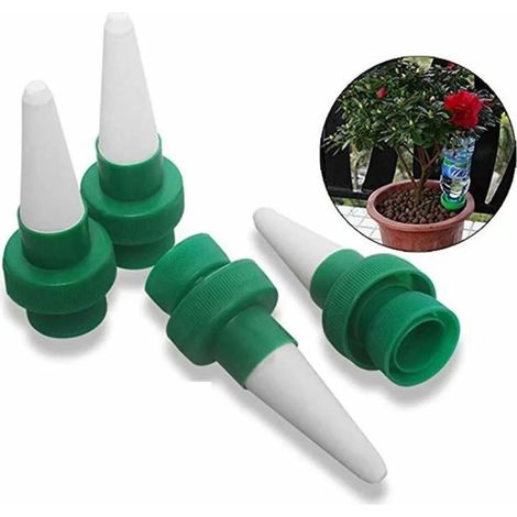 Automatique Plante d'irrigation d'eau Distributeur cône en céramique tête Plante verseur Goutte à Goutte d'irrigation pour Jardin, Plante d'intérieur, Fleurs 4 pièces， (1/5)