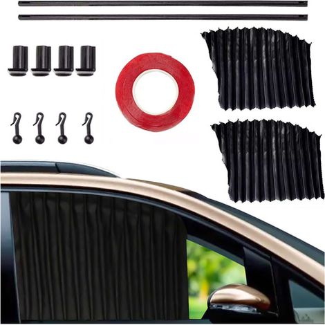 Magnetisches Rollo für die vorderen Seitenfenster von Autos, Sonnenschutz, UV-Schutz, Schwarz [2 Stück] (1/5)