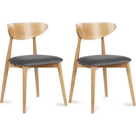 KONSIMO Esszimmerstühle 2 St RABI Gestell aus Massivholz, Grau, Stoff/Holz, Scandinavian, 47x79x45 cm (1/5)