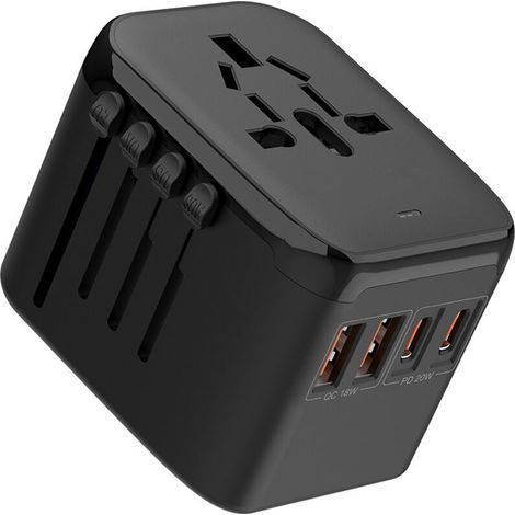 [JAMAIS UTILISÉ] Adaptateur de voyage universel dans le monde entier, adaptateur de prise de voyage international amélioré avec USB-C PD et USB-A QC, charge rapide (1/4)