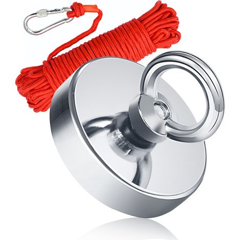 Aimant néodyme ultra-puissant de 60 mm de diamètre, idéal pour la pêche et la récupération en rivière et en mer. Matériau magnétique durable et résistant. (1/5)