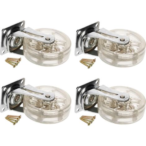 KOTARBAU Lot de 4 roulettes de meuble transparentes Ø 75 mm Pour tous les types de sols Roulettes pivotantes en caoutchouc Roulettes de transport Pour canapés coulissantes (1/5)