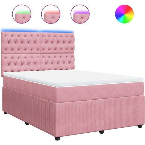 Maison Exclusive - Sommier à lattes de lit avec matelas Rose 140x190 cm Velours (1/5)