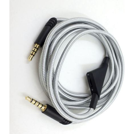 Câble pour casque audio avec contrôle du volume, réglable, avec molette de réglage, compatible avec les casques Astro A10, A40 et A30 (2 m, argent). (1/4)
