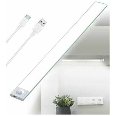 Jalleria LED Cuisine Sous Meuble Rechargeable USB, 2500mAh 40cm Dimmable Lampe Placard Detecteur de Mouvement Barre LED Sans Fil Rechargeable Lumiere Capteur PIR a Pile pour Escalier Interieur (1/4)