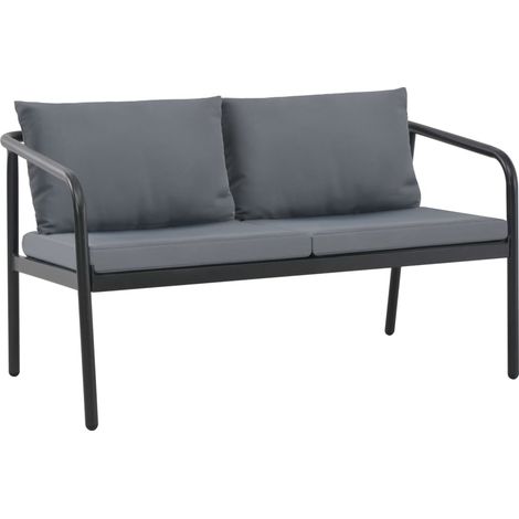 vidaXL Divano da Giardino a 2 Posti con Cuscini Grigio in Alluminio