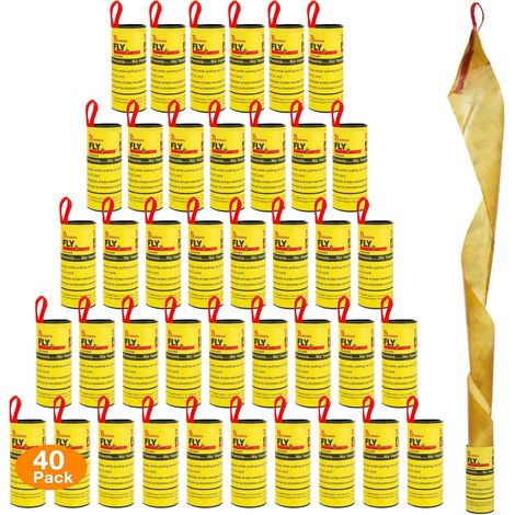 40 rouleaux de ruban adhésif avec aiguilles pour capturer les mouches, pièges à mouches, autocollants pour capturer les (1/4)