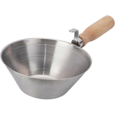 Seau à ciment avec manche en bois, bac à enduit robuste pour plâtriers. (1/4)