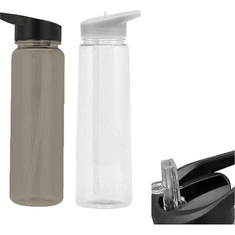Gourde de 750 ml avec paille, sans plastique, étanche, pour le sport et les boissons portables, noire. (1/5)