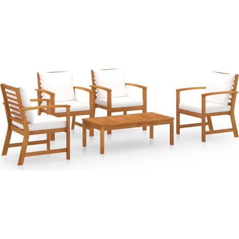 Set Divani da Giardino 5 pz con Cuscini in Massello di Acacia vidaXL