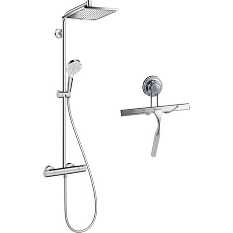 Hansgrohe Colonne de douche Crometta E 240 EcoSmart + cadeau gratuit raclette de douche avec ventouse, chrome (27281000-E32) (1/5)