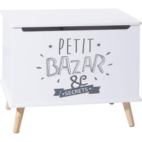 Coffre de rangement pour enfants Kids Petit Bazaar - Longueur 58 x Hauteur 38 cm - Blanc (1/4)