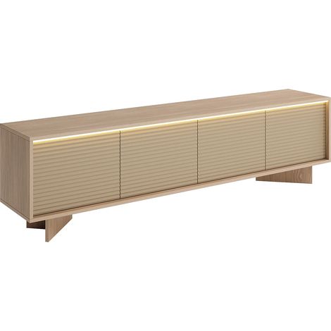 Mobile TV 4 ante con LED in MDF - Beige e Naturale chiaro - MAYRONA (1/4)