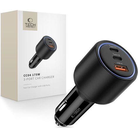 Cargador para coche Tech-protect CC04 de 3 puertos PD175W negro (1/5)