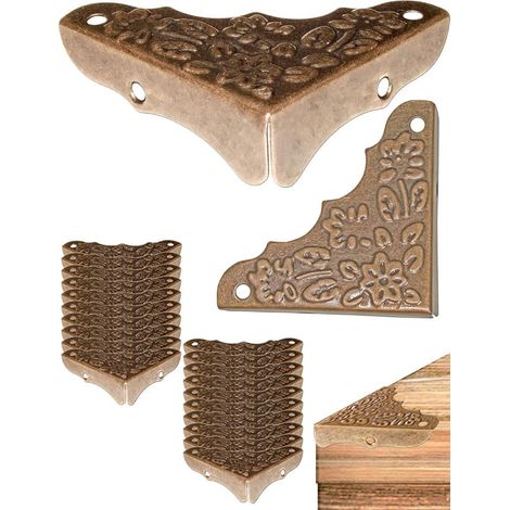 Lot de 20 ferrures pour meubles antiques, protection d'angle et des bords pour meubles, en laiton vieilli (1/5)