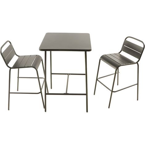 Set mit Bartisch und 2 hohen Stühlen für den Außenbereich, dunkelgrau BERGAME