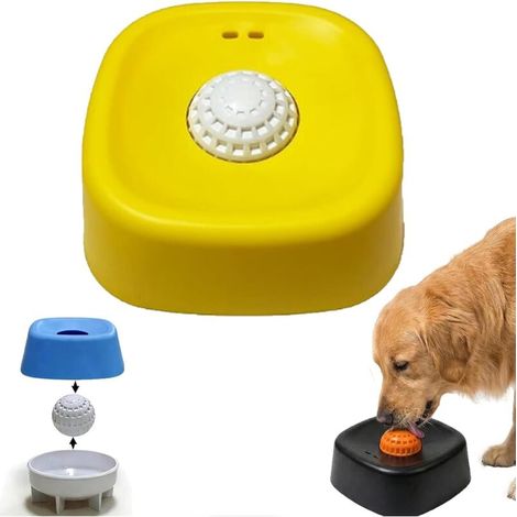 Bols pour Chiens à Alimentation Lente pour friandises liquides, Bol à lécher pour Chien avec Boules roulantes pour Bouillon d'os et Yaourt, pour Races de Chiots de Grande, Moyenne et peti Yellow 1pcs (1/5)