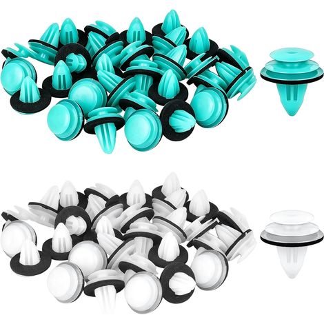 80 Pièces Clips de Fixation Voiture, Rivet Plastique Universel avec Coussinet en Mousse, Agrafes Plastique pour Panneau de Porte, Carrosserie et Pare-chocs, Kit de 40 Blancs et 40 Verts (1/5)
